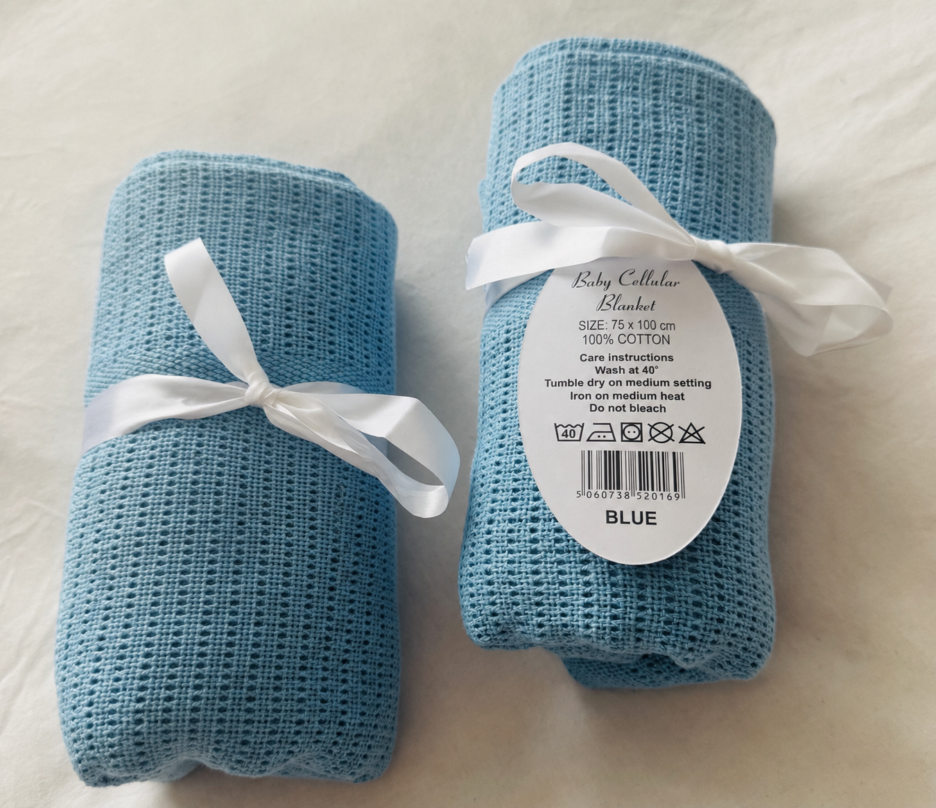Baby Cellular Blankets (Pack of 2) – 100% Cotton, 75x100cm