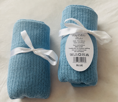 Baby Cellular Blankets (Pack of 2) – 100% Cotton, 75x100cm