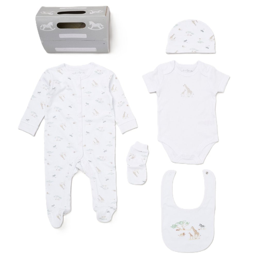 Rock-A-Bye Baby Boutique 5-Piece 100% Cotton Safari Gift Set