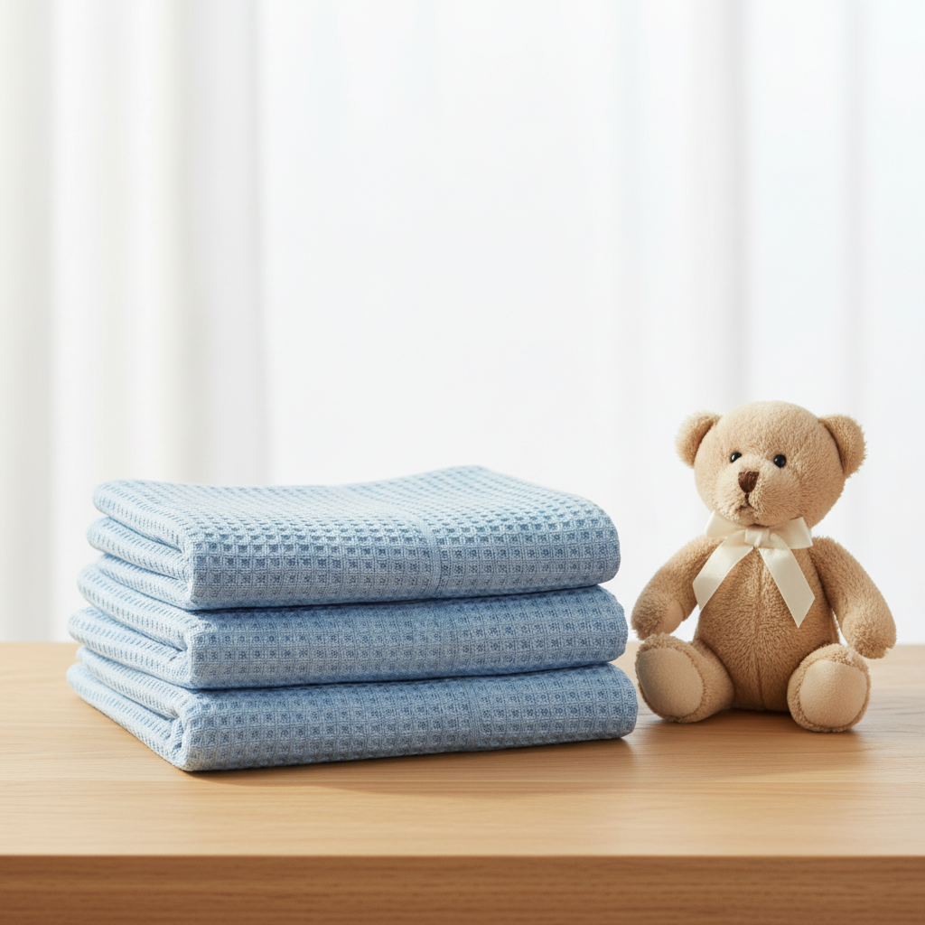 Soft blue cotton cellular baby blankets